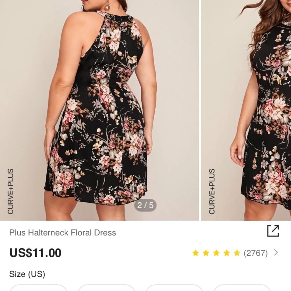 SHEIN- Halter Floral Dress-PLUS
